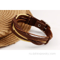 Пользовательские кожаные браслеты простые соткан браслет натуральной кожи
